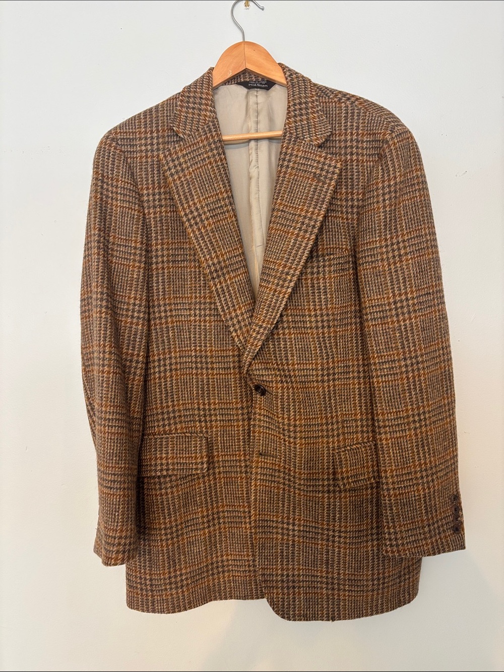 Paul Stewar NY Men's Brown Glen Plaid Wool Blazer